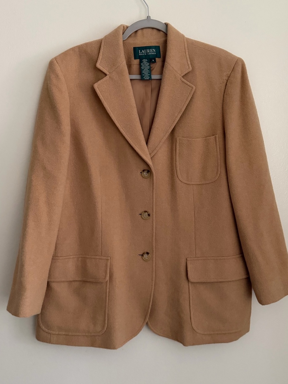 Vintage LAUREN RALPH LAUREN Two Button Classic Camel Hair Blazer Women'sSIze 16